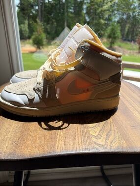 Nike Kids High-Top Sneakers in Cream and Tan